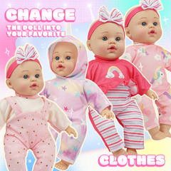 12-Inch Baby Doll - Backpack Carrier, Outfits & Caring Accessories