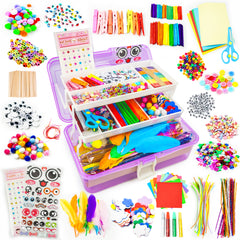 1100+ PCS DIY Craft Art Supply Set with Portable 3-tier carrying case