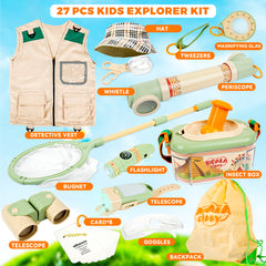 27 PCS Kids Adventure Sets with Bug Catching Kits & Explorer Clothes
