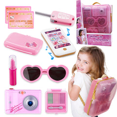 Pretend Play Set - Backpack with Makeup Kit, Play Phone & Camera