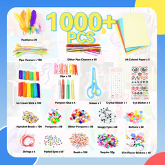 1000+ PCS DIY Craft Art Supply Set with Portable 3-tier carrying case