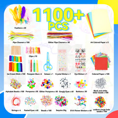 1100+ PCS DIY Craft Art Supply Set with Portable 3-tier carrying case