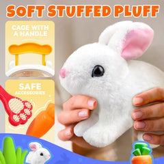 Jumping Rabbit Toys with Wiggle Ears & Nose, Storage Cage and Accessories