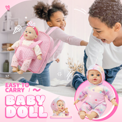12-Inch Baby Doll - Backpack Carrier, Outfits & Caring Accessories