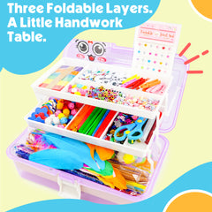 1100+ PCS DIY Craft Art Supply Set with Portable 3-tier carrying case