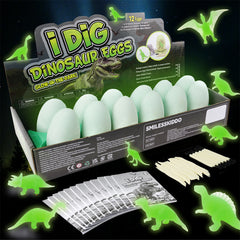 12 Pack Glow in The Dark Dinosaur Eggs Excavation Kit