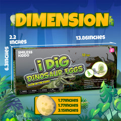12 Pack Glow in The Dark Dinosaur Eggs Excavation Kit