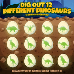 12 Pack Glow in The Dark Dinosaur Eggs Excavation Kit
