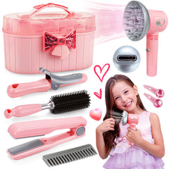 10-Piece Pink Hairdressing Kit with Detachable Tools & Storage Case