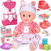 14-Inch Baby Doll Care Playset - Includes Baby Backpack & Feeding Set