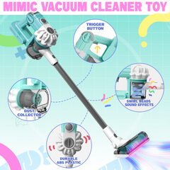 3-in-1 Toy Vacuum - Real Suction, Apron, Cleaning Cloth, Duster & Beads