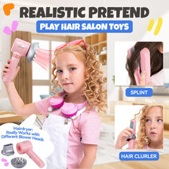 Hair Salon Toy Playset, with Hair Dryer, Scissors, Combs & Gift Box