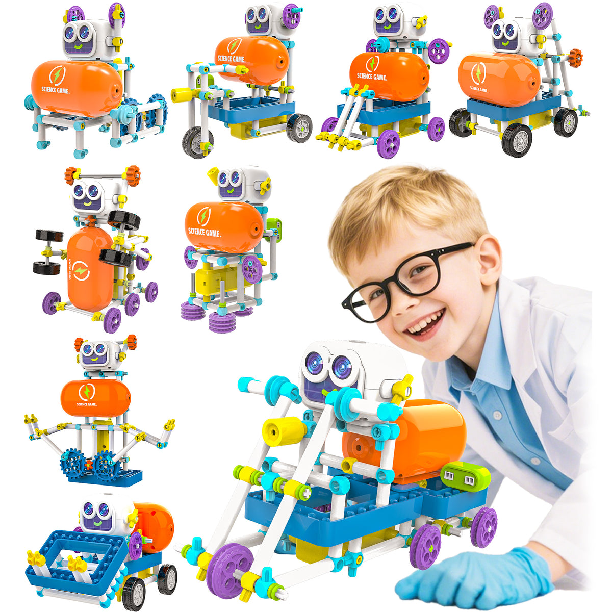 50-in-1 Robot Building Kit, 438 Pcs DIY STEM Science & Engineering Toys