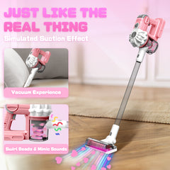 3-in-1 Toy Vacuum - Real Suction, Apron, Cleaning Cloth, Duster & Beads