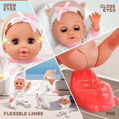14-Inch Baby Doll with Bassinet, Washable Clothes & Feeding Sets