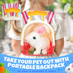 Jumping Rabbit Toys with Wiggle Ears & Nose, Storage Cage and Accessories