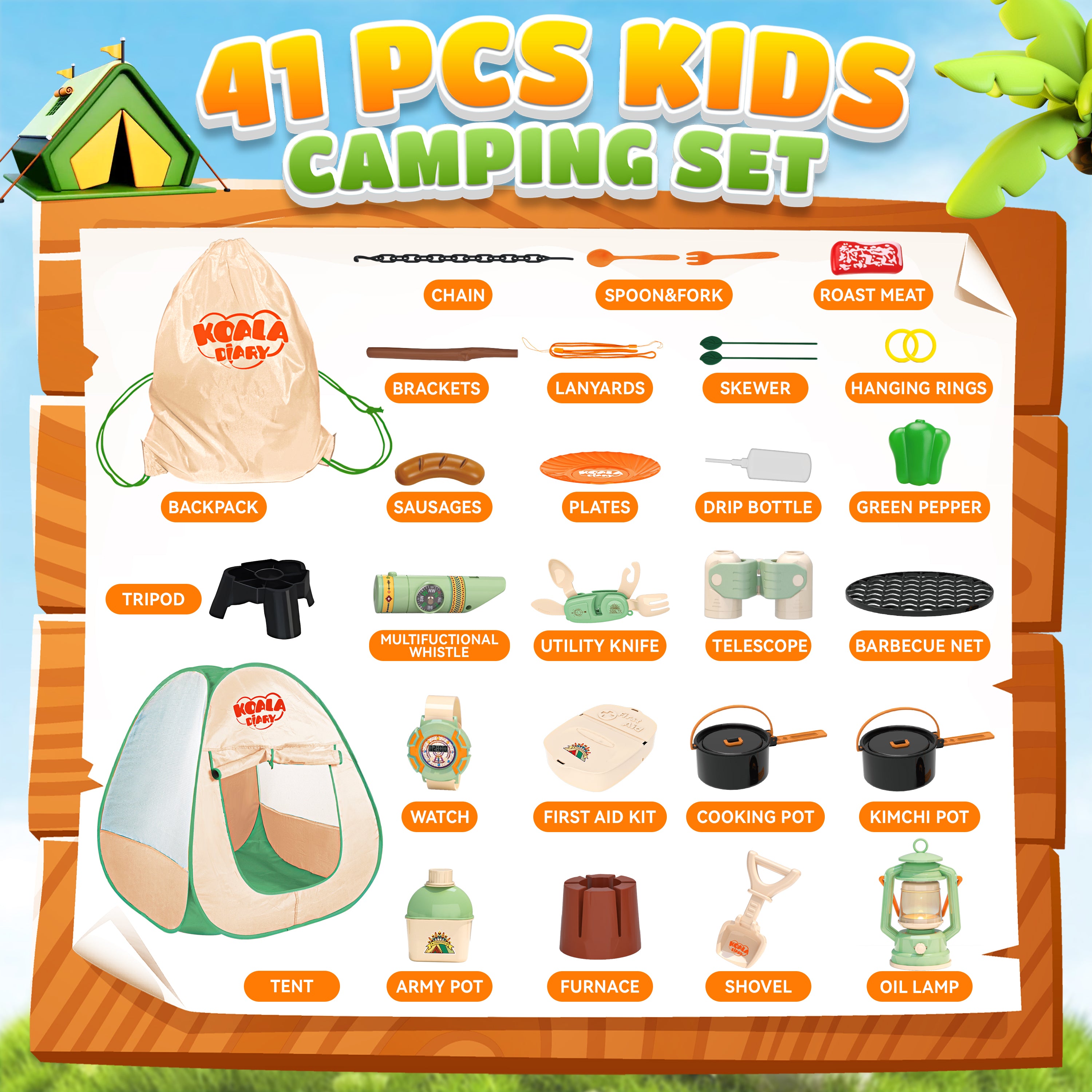 41 PCS Camping Set with Pop Up Tent & Outdoor Trip Accessories
