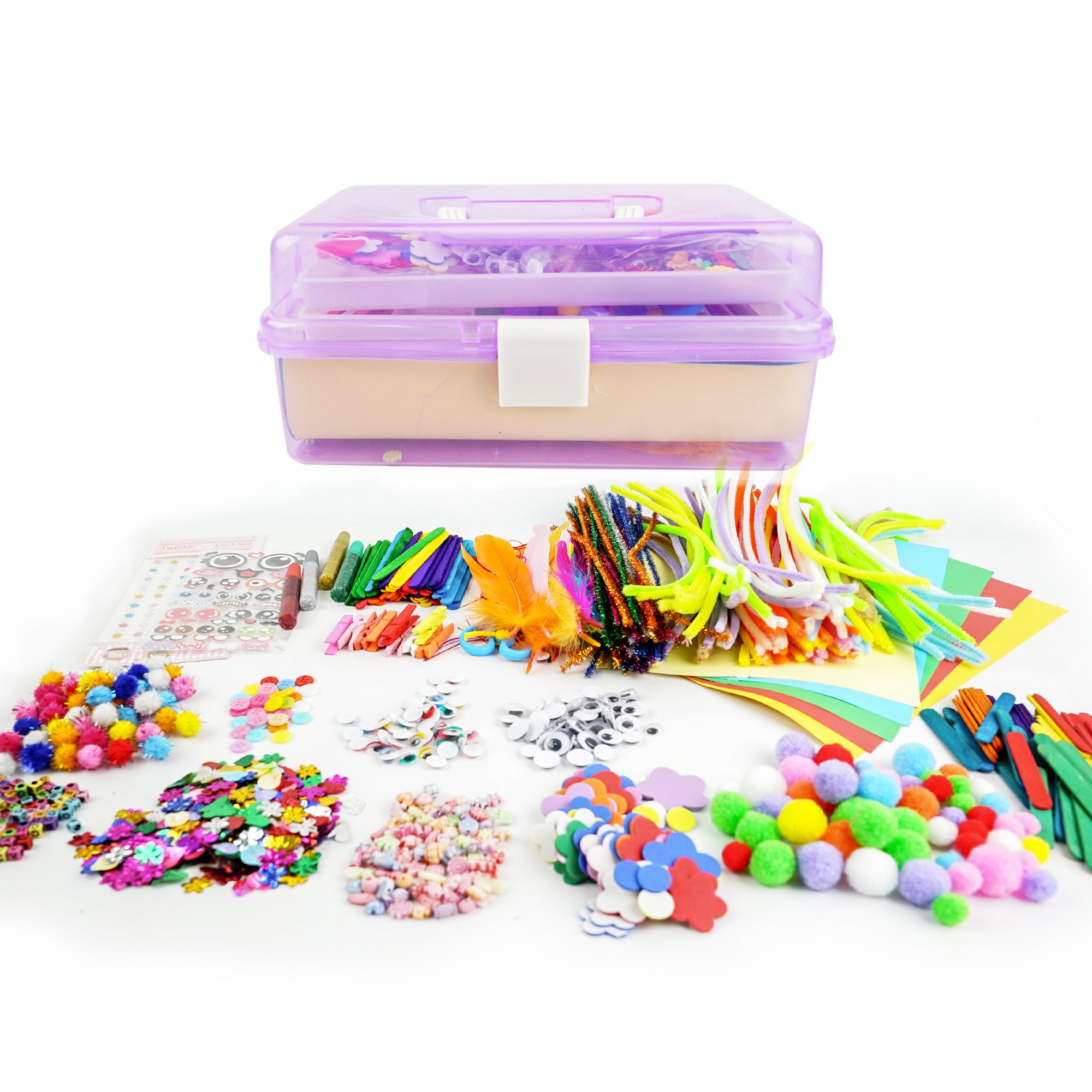 1000+ PCS DIY Craft Art Supply Set with Portable 3-tier carrying case