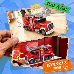 1:12 Large Inertial Power Fire Rescue Truck Toy with Lights & Sounds