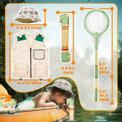 27 PCS Kids Adventure Sets with Bug Catching Kits & Explorer Clothes