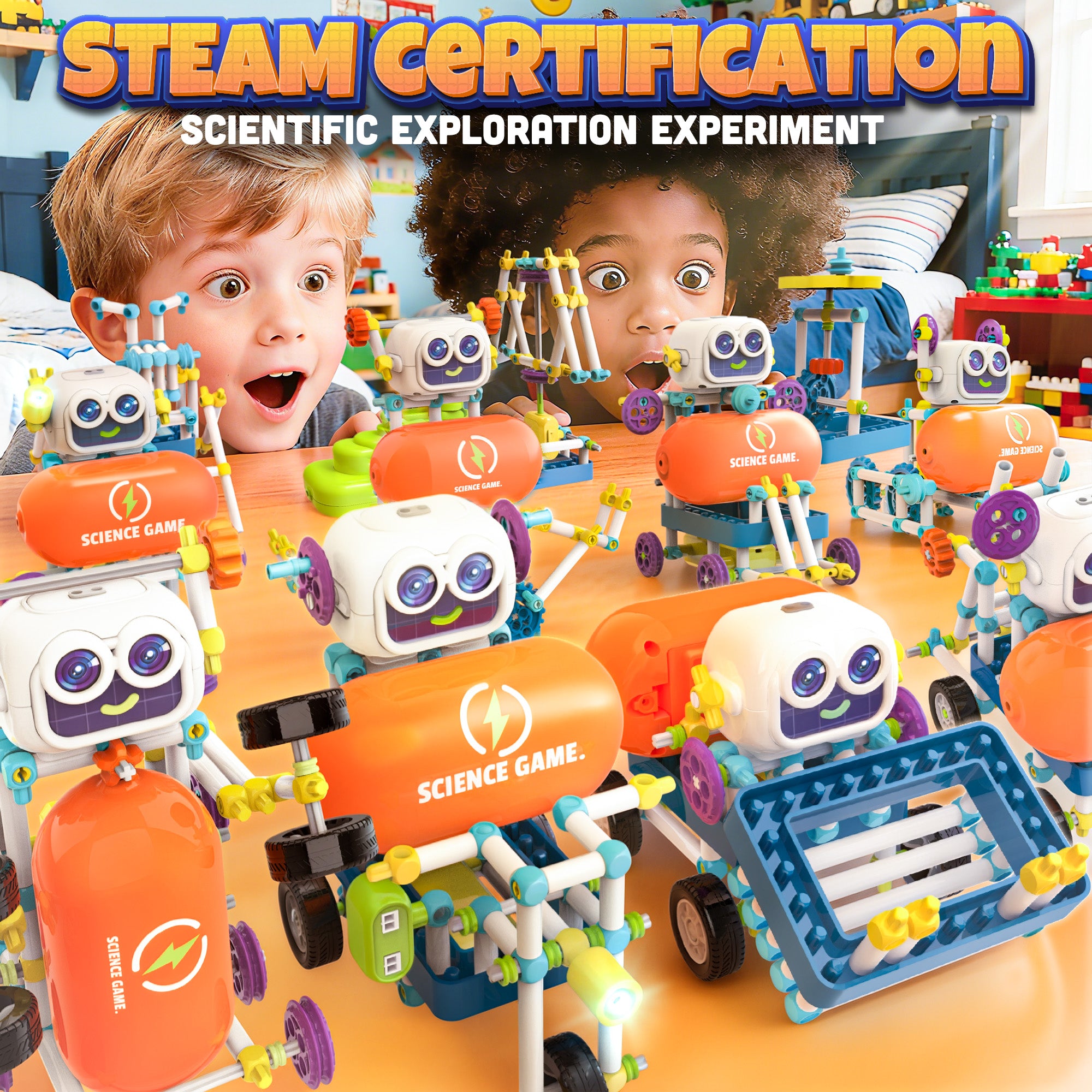 50-in-1 Robot Building Kit, 438 Pcs DIY STEM Science & Engineering Toys