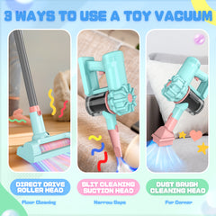 Kids Toy Vacuum with Real Suction, Includes 5-Piece Cleaning Set