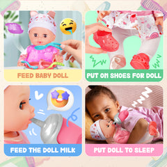 14-Inch Baby Doll Care Playset - Includes Baby Backpack & Feeding Set