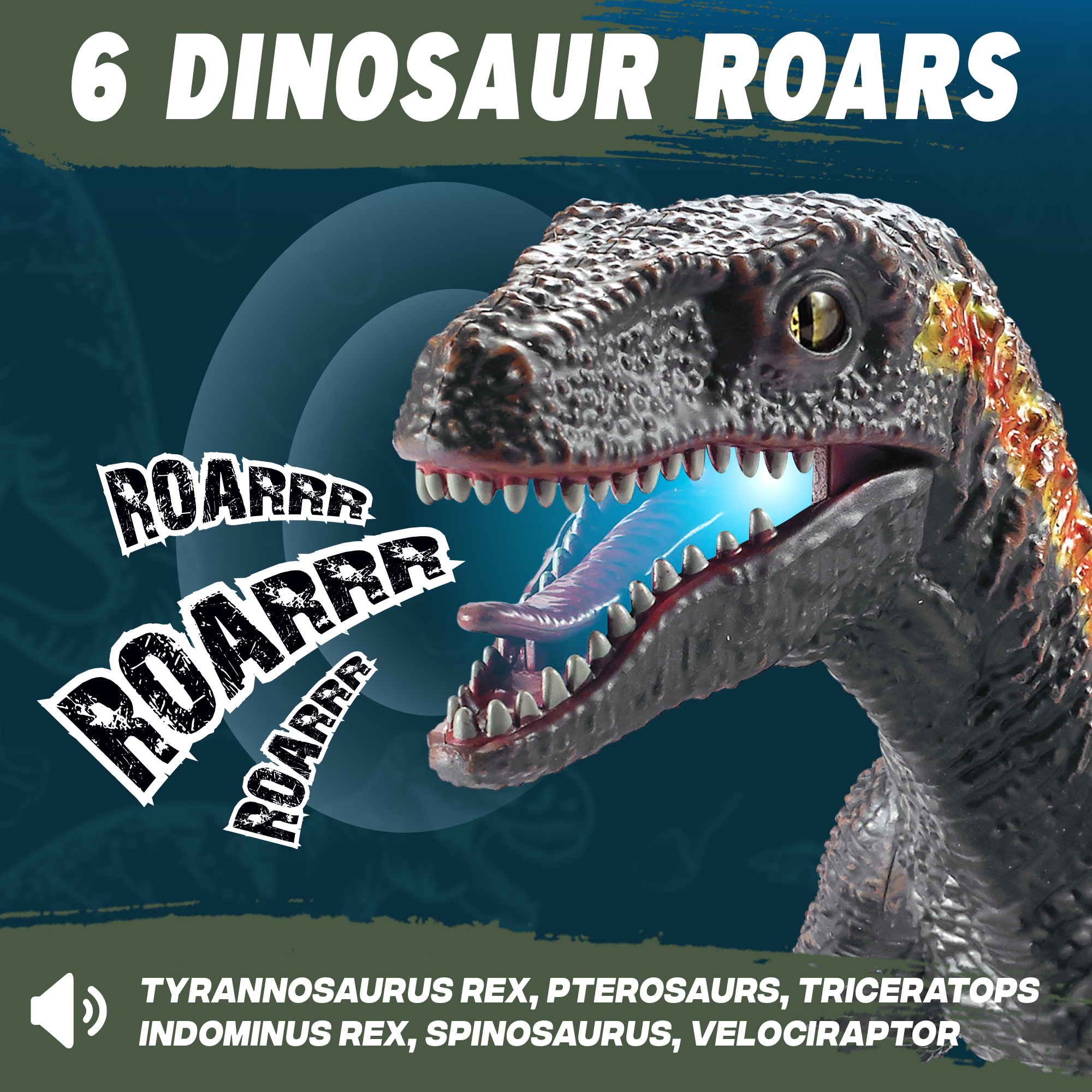 RC Dinosaur Toy - Velociraptor with 3D Eyes, Shaking Head, Light & Sounds