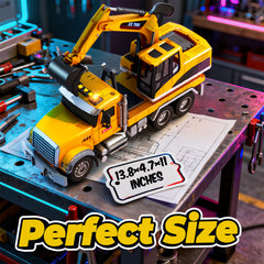 1:12 Large Friction Powered Excavator Truck Toy with Lights & Sounds