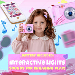 Pretend Play Set - Backpack with Makeup Kit, Play Phone & Camera