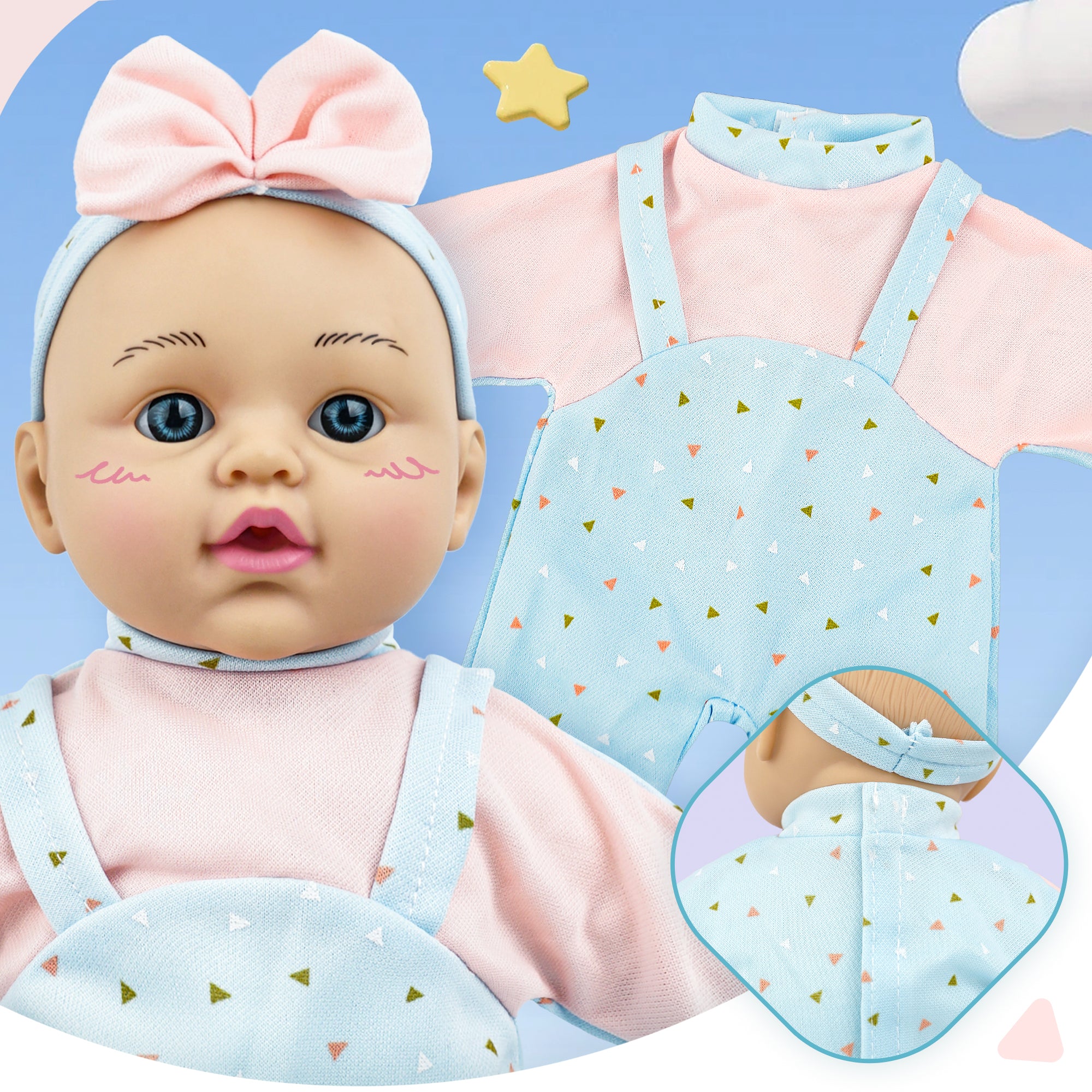 10 to 14 Inch Baby Dolls Clothes, 6-Pack Baby Doll Clothes & Headbands