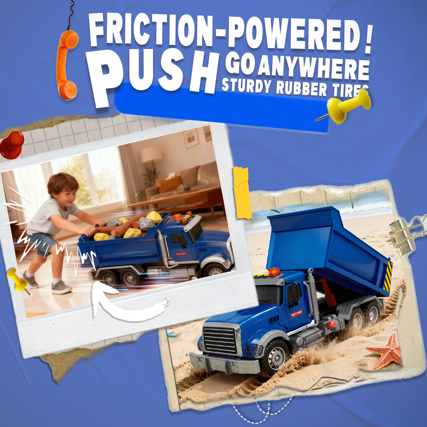 1:12 Large Inertial Power Truck Toy with Lights & Sounds