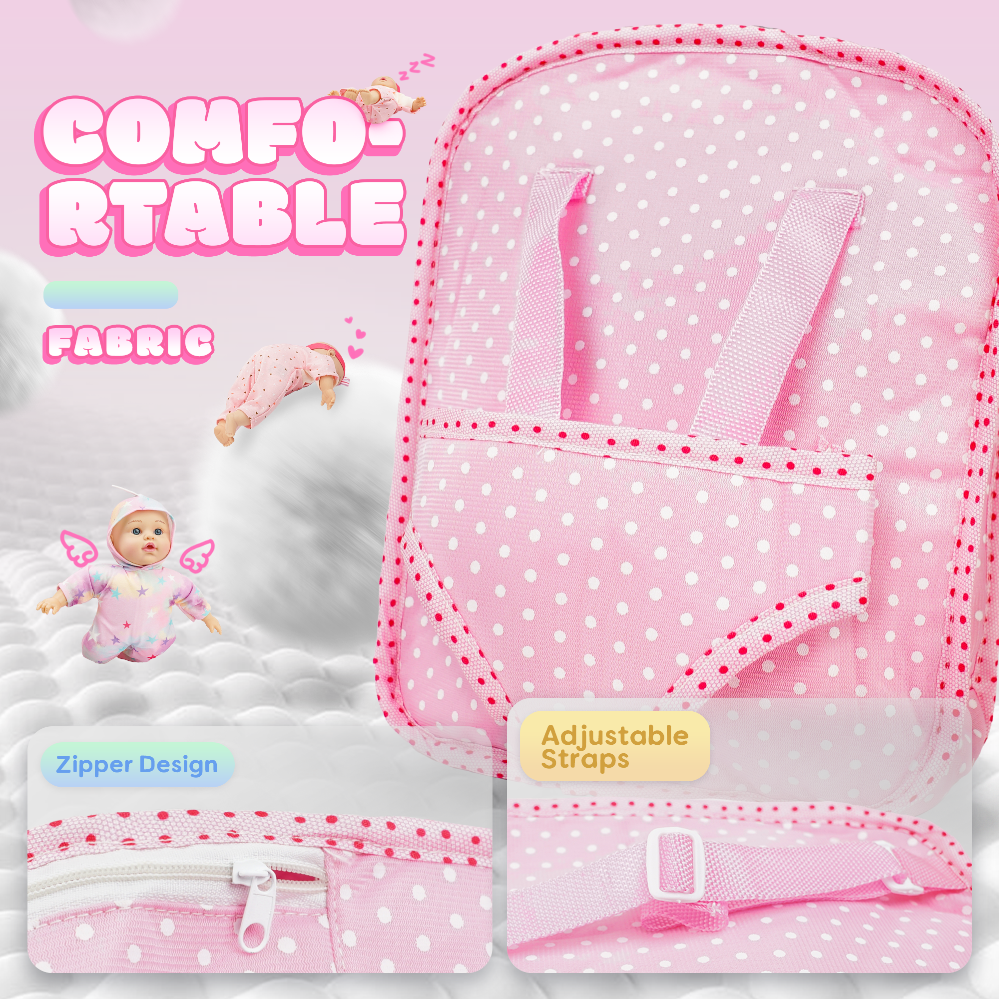 12-Inch Baby Doll - Backpack Carrier, Outfits & Caring Accessories