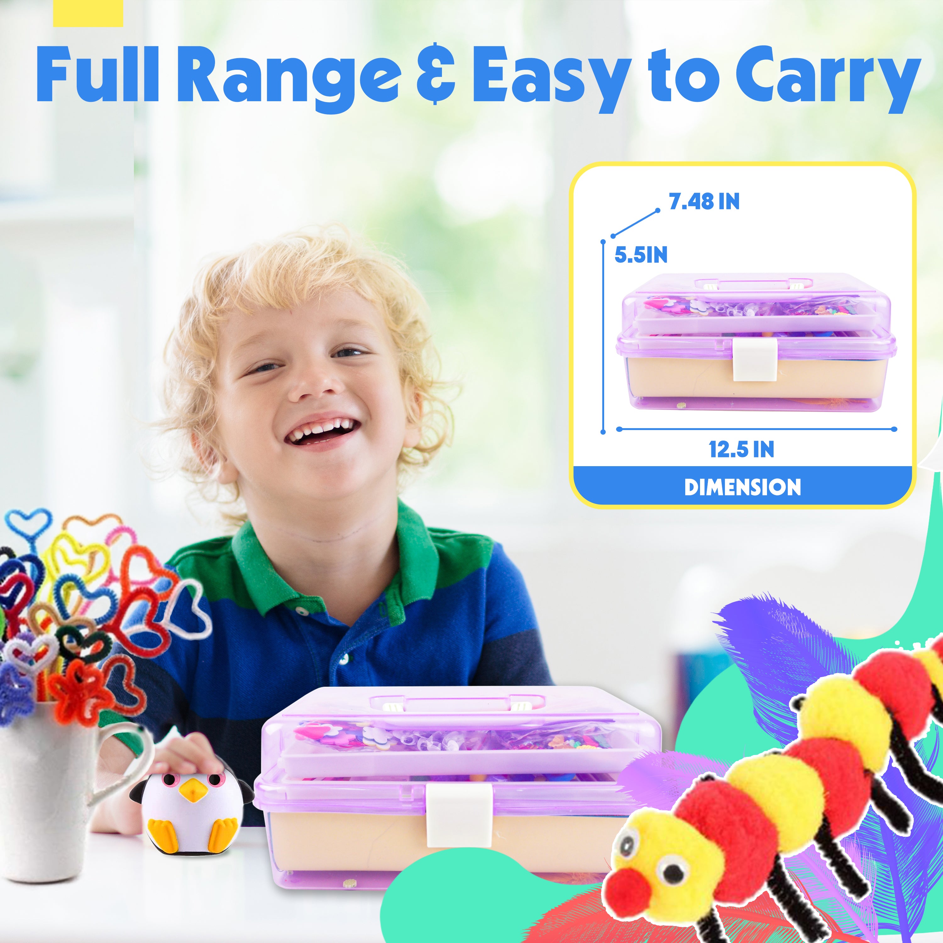 1000+ PCS DIY Craft Art Supply Set with Portable 3-tier carrying case