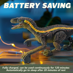 RC Dinosaur Toy - Velociraptor with 3D Eyes, Shaking Head, Light & Sounds
