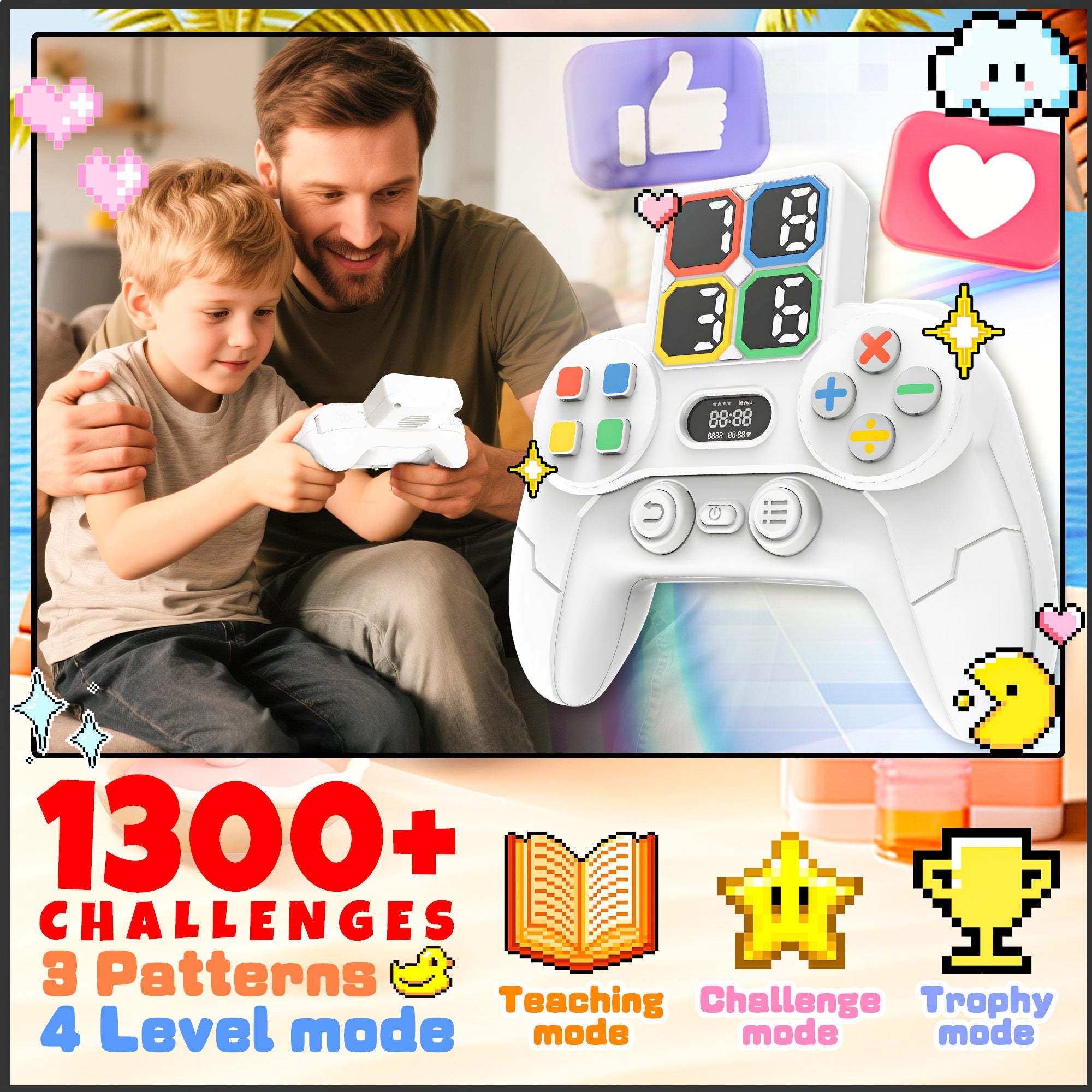 Handheld Electronic Math Game, 3 patterns, 4 levels mods and 1300+ challenges