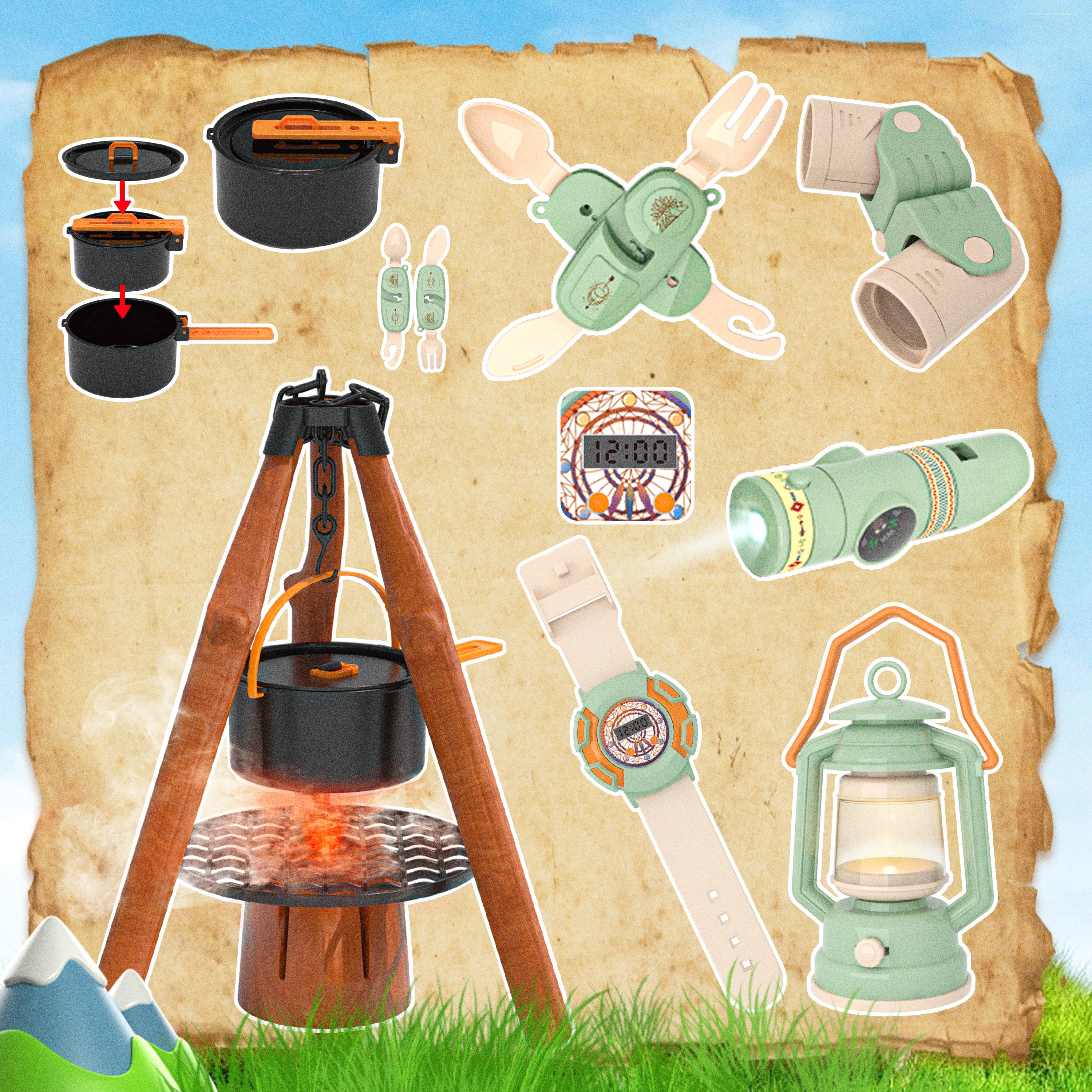 41 PCS Camping Set with Pop Up Tent & Outdoor Trip Accessories