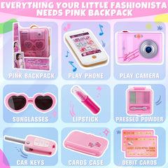 Pretend Play Set - Backpack with Makeup Kit, Play Phone & Camera