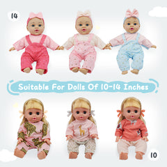 10 to 14 Inch Baby Dolls Clothes, 6-Pack Baby Doll Clothes & Headbands