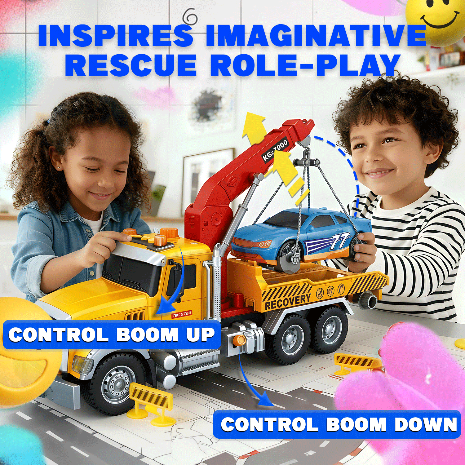 1:12 Large Inertial Power Trailer Toy with Lights & Sounds