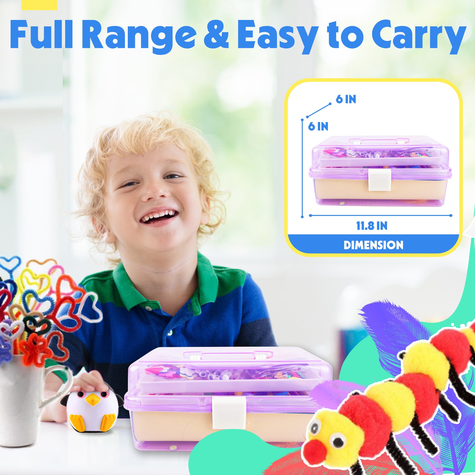 1100+ PCS DIY Craft Art Supply Set with Portable 3-tier carrying case