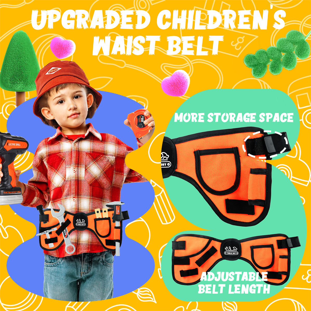 Kids Tool Belt - Pretend Play Construction Toy Tool Kits