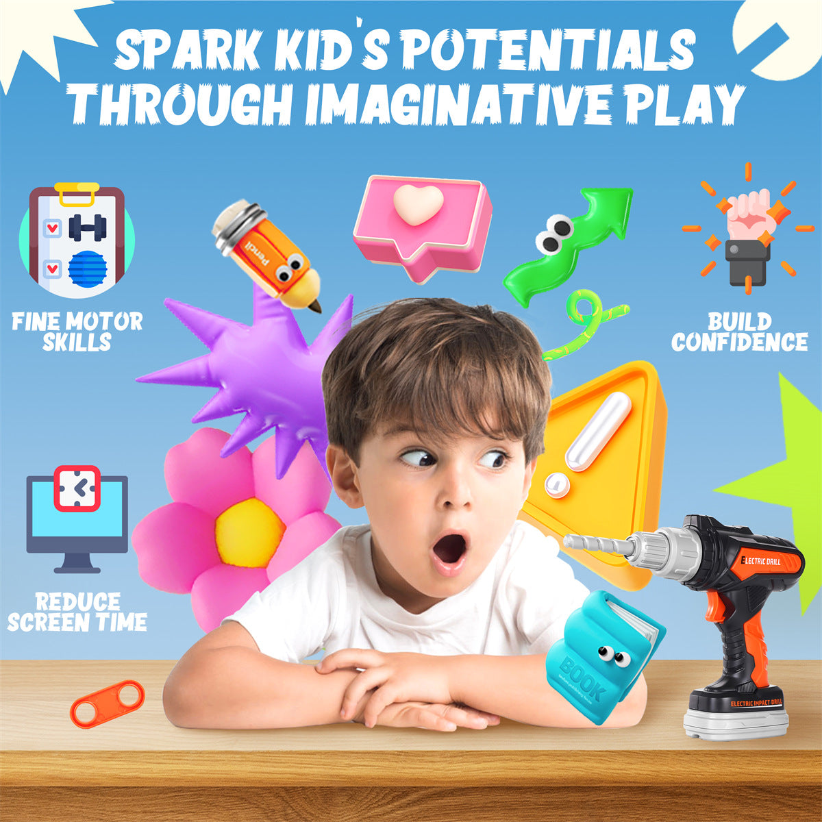 Kids Tool Belt - Pretend Play Construction Toy Tool Kits