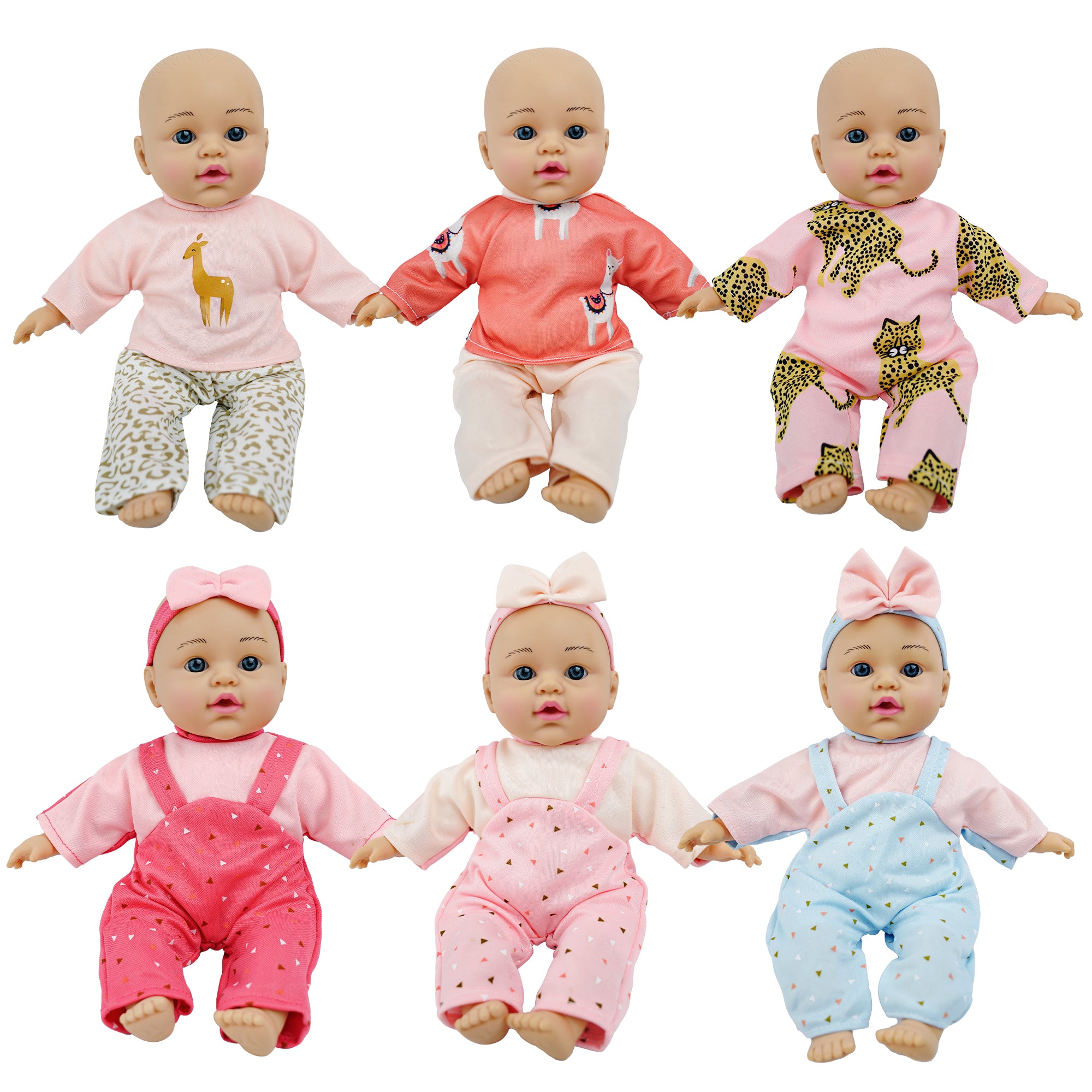 10 to 14 Inch Baby Dolls Clothes, 6-Pack Baby Doll Clothes & Headbands