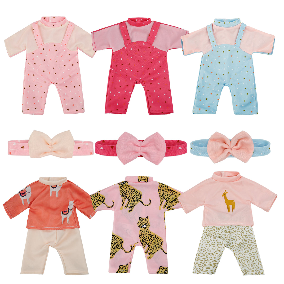 10 to 14 Inch Baby Dolls Clothes, 6-Pack Baby Doll Clothes & Headbands