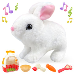Jumping Rabbit Toys with Wiggle Ears & Nose, Storage Cage and Accessories