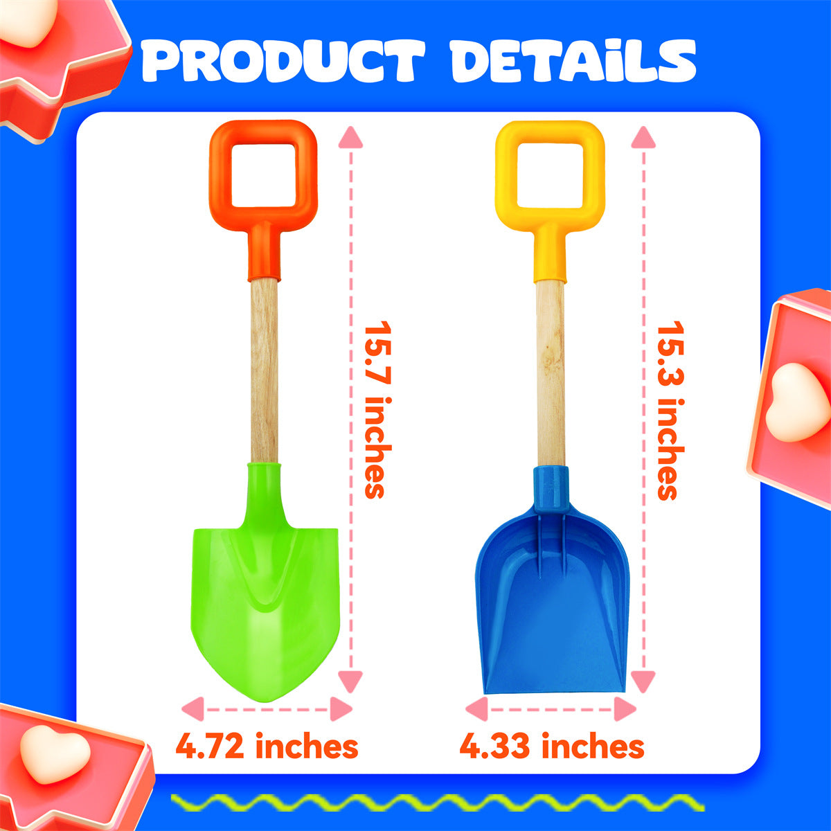 16" Kids Beach Spades Sand Shovels