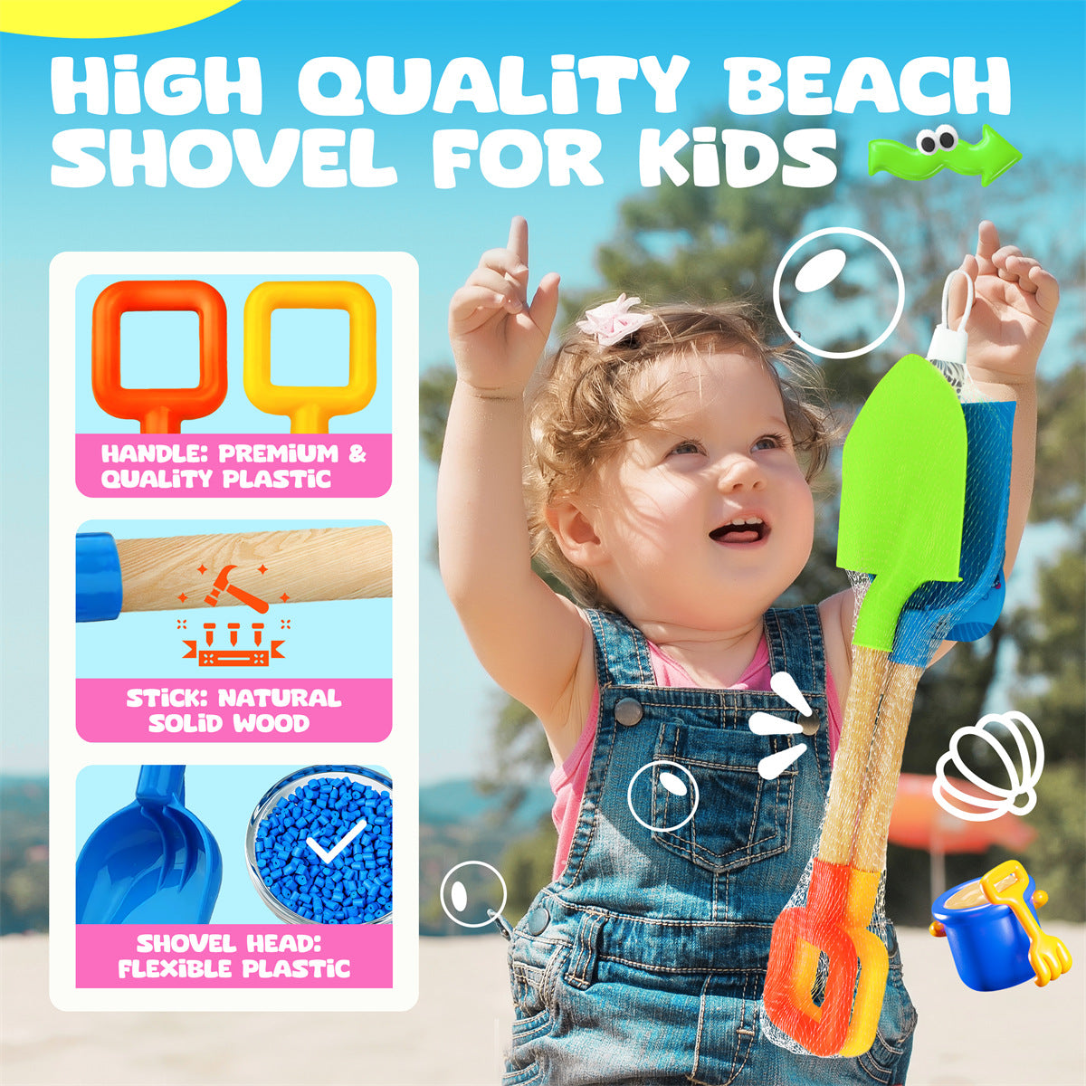 16" Kids Beach Spades Sand Shovels