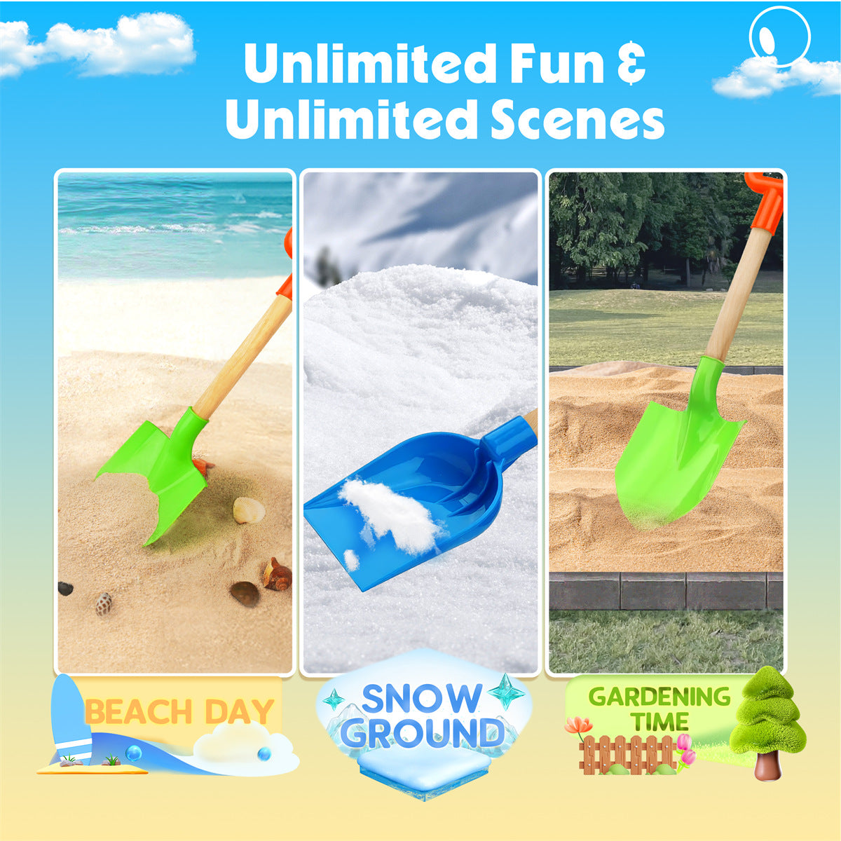 16" Kids Beach Spades Sand Shovels