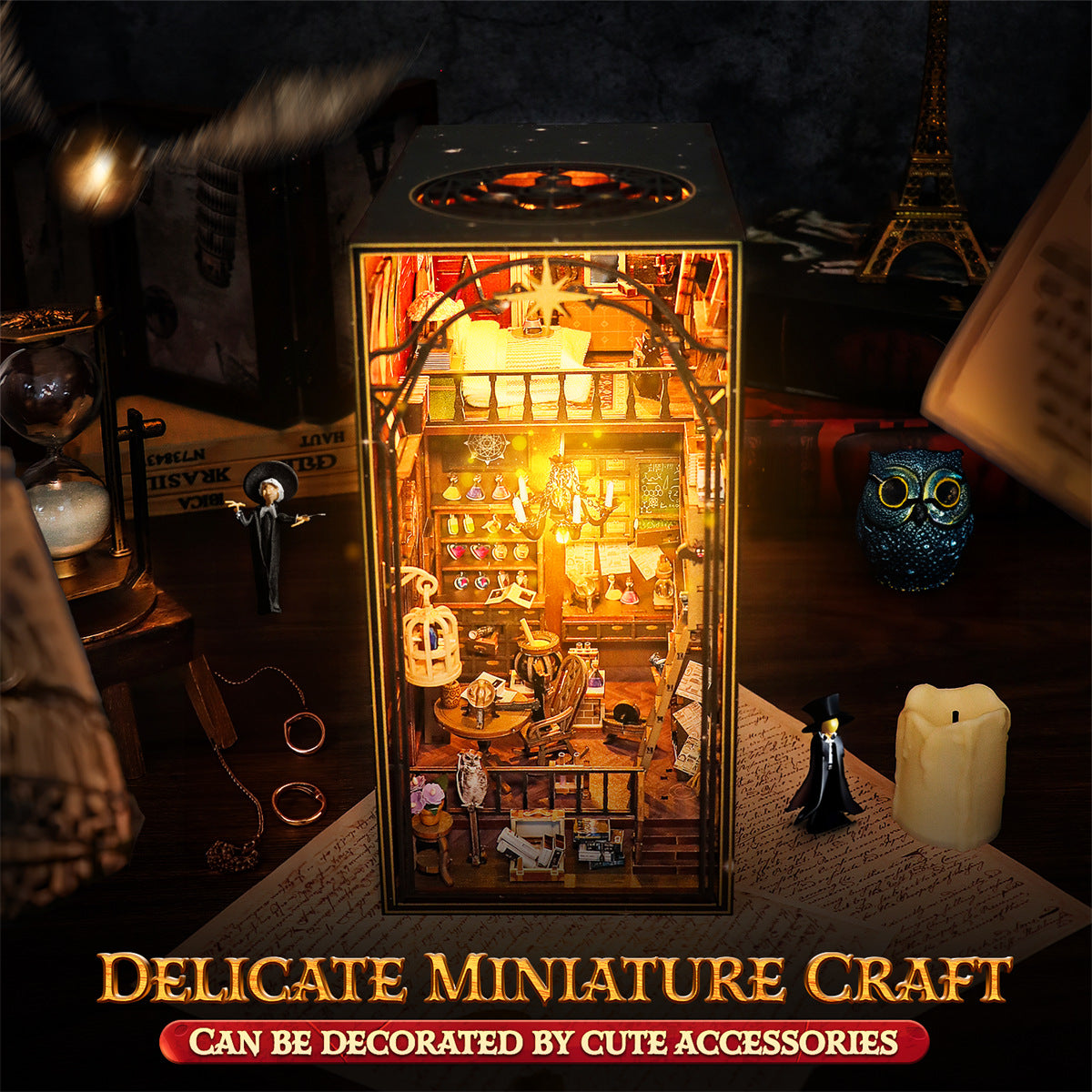 DIY Book Nook Kit, 3D Wooden Puzzles Magic House